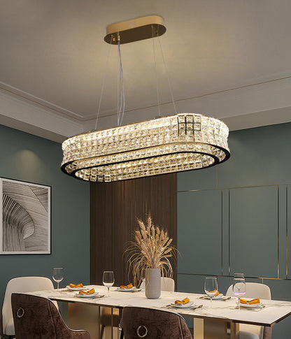 Żyrandol LED LLC130/1CH, kryształ i metal, 31W, 1 okrąg, możliwość przyciemniania, regulowana wysokość, światło zimne/ciepłe/neutralne, luksusowe oświetlenie