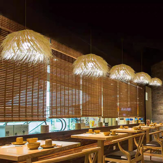 Żyrandol ze słomy vintage LV811, 1xE27, rustykalny, 100cm