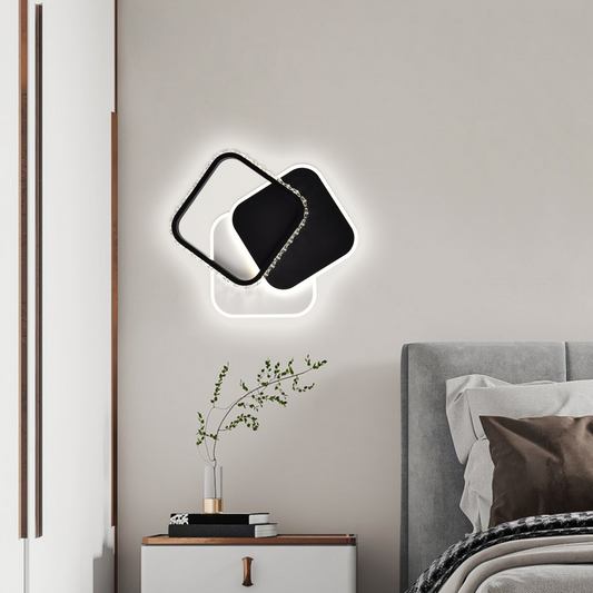 LED LED LED Prismiq, 34W, 3 kwadraty, zimno/gorące/neutralne światło, czarne
