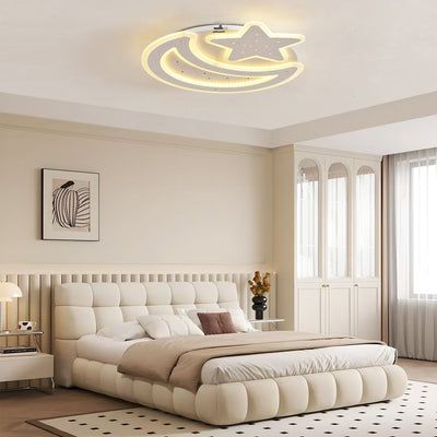 Żyrandol LED CORALIA RGB 81W z pilotem, Księżyc i gwiazdy, światło zimne/ciepłe/neutralne, ściemnialny, biały 