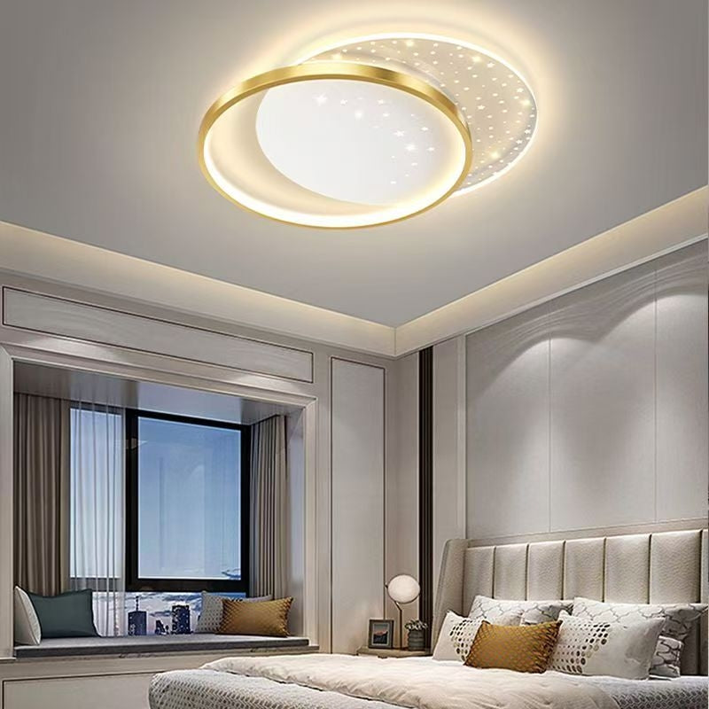 LED żyrandol z pilotem Lunaro 110W, 2 kół, zimno/gorące/neutralne światło, niestabilne, białe złoto