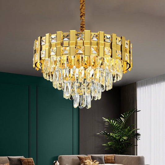 Kryształowy żyrandol BELVEDERE Magno 8xE14, średnica 60 cm, błyszczące złoto, regulowana wysokość