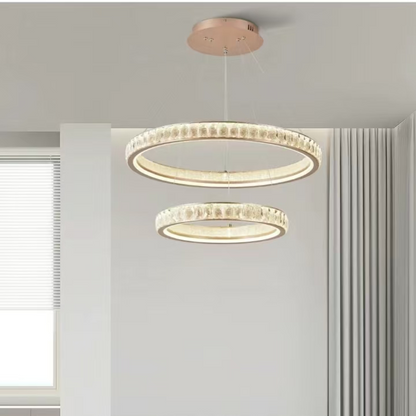 Żyrandol kryształowy Kensington Magno, 75 W, złoty, 3 elementy, regulowana wysokość, światło ciepłe/zimne/neutralne