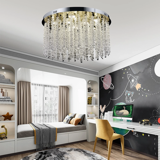 Kryształowy żyrandol LED LLC215/400WH okrągły, 22W, światło chłodne/ciepłe/neutralne, kryształ, złoty