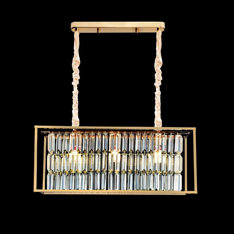 Żyrandol kryształowy, CC1676/650X200GD, 3xE14, błyszczące złoto, regulowana wysokość, metal i kryształ