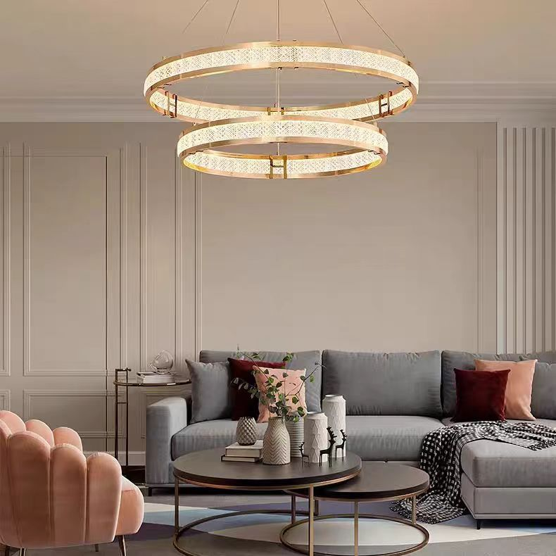 Żyrandol kryształowy LINDERHOF Magno, 75 W, średnica 60 cm, zimne/ciepłe/neutralne światło, złoty, regulowana wysokość