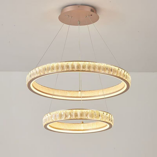 Żyrandol kryształowy Kensington Magno, 75 W, złoty, 3 elementy, regulowana wysokość, światło ciepłe/zimne/neutralne