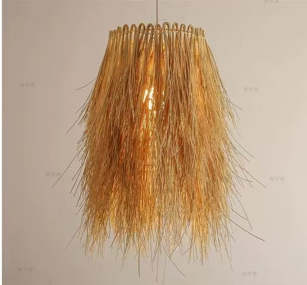 Żyrandol ze słomy vintage LV812, 1xE27, rustykalny, 150cm