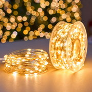 Liniowa instalacja świąteczna ze srebrnym drutem, ciepłe światło, 1000 cm, 100 diod LED