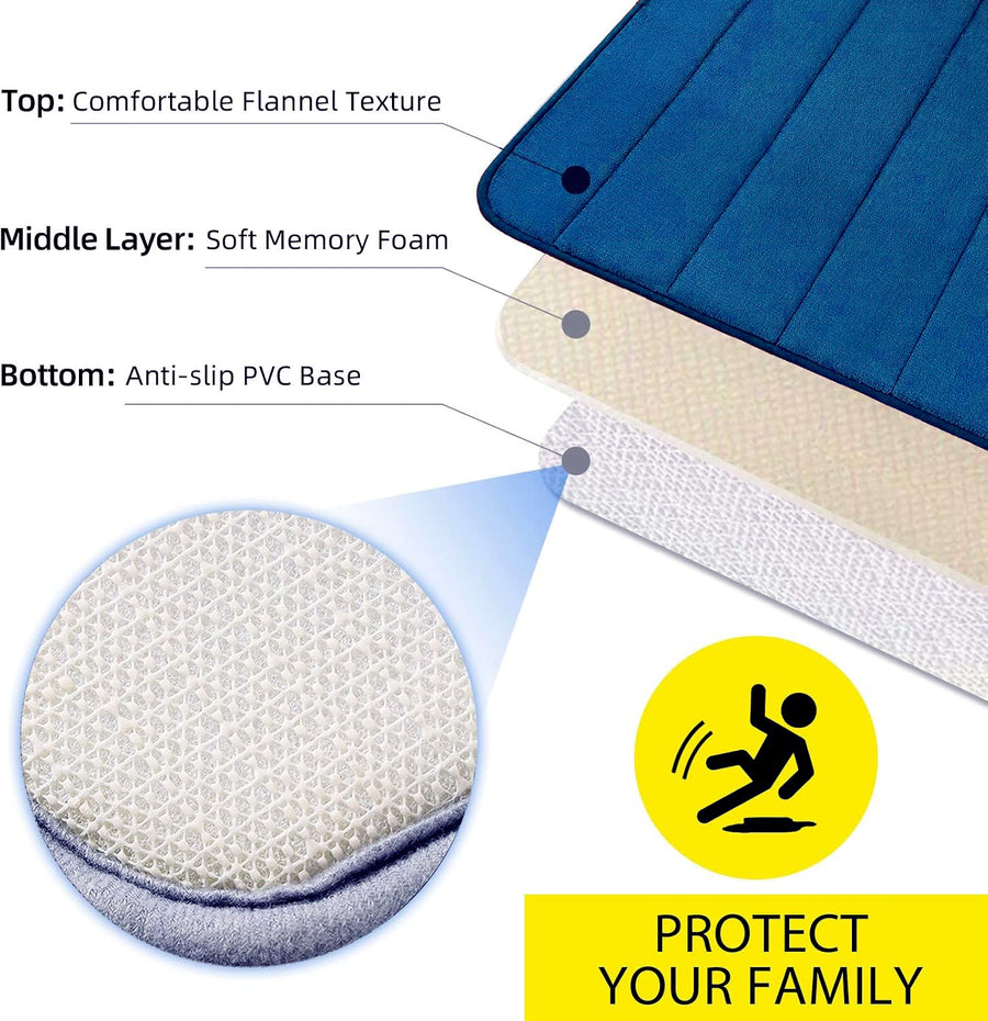 Zestaw 3 mat do kąpieli, 50x40 cm, niebieski, antypoślizgowy