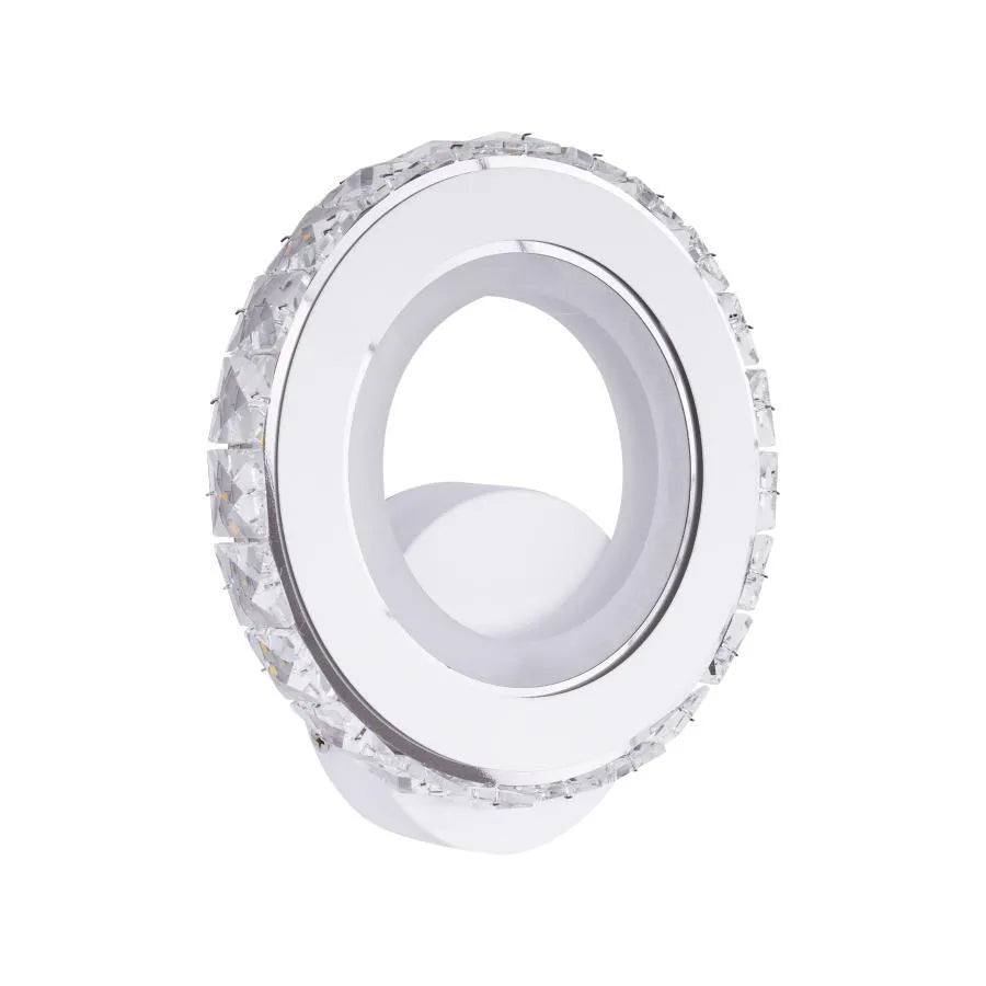 Borandis 20W LED Kinkiet, Biały z chromem, Akryl i Kryształ, Zimne/Ciepłe/Neutralne Światło