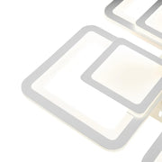 Żyrandol LED SUSAN 77W z pilotem, 4 kwadraty, światło zimne/ciepłe/neutralne, ściemnialny, biały 