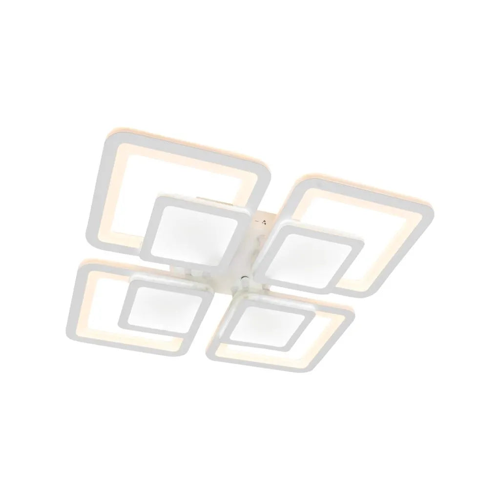 Żyrandol LED z pilotem SUSAN, 77W, 4 kwadraty, zimne/ciepłe/neutralne światło, ściemnialny, biały 