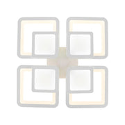 Żyrandol LED SUSAN 77W z pilotem, 4 kwadraty, światło zimne/ciepłe/neutralne, ściemnialny, biały 