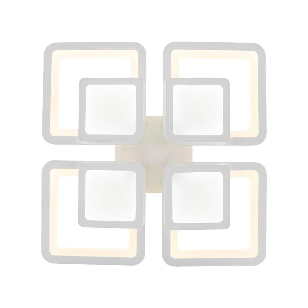 Żyrandol LED z pilotem SUSAN, 77W, 4 kwadraty, zimne/ciepłe/neutralne światło, ściemnialny, biały 