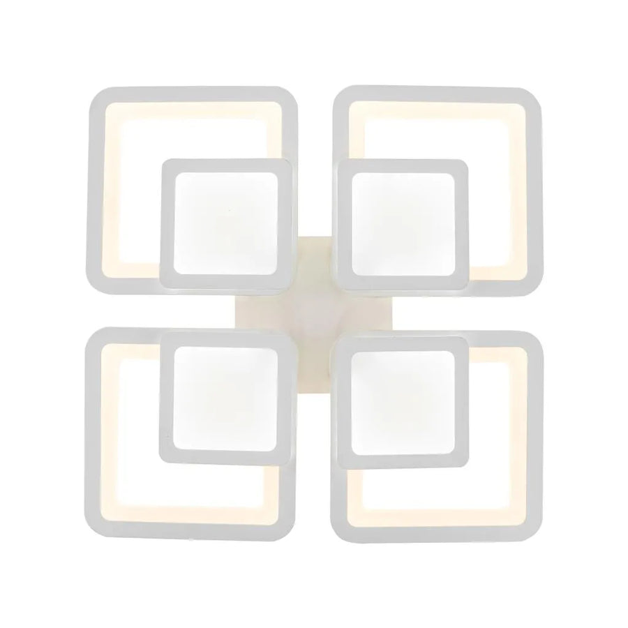 Żyrandol LED SUSAN 77W z pilotem, 4 kwadraty, światło zimne/ciepłe/neutralne, ściemnialny, biały 