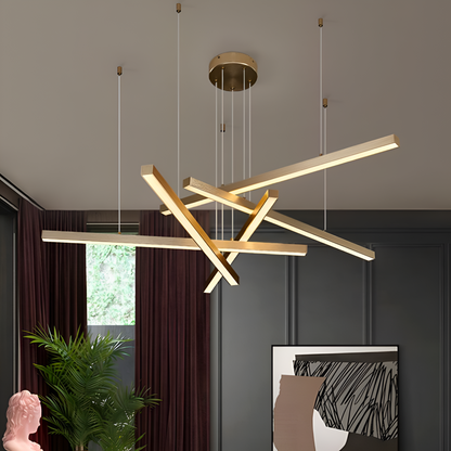 Żyrandol wiszący LED GINEVRA 31W z pilotem, 5 elementów, światło zimne/ciepłe/neutralne, złoty