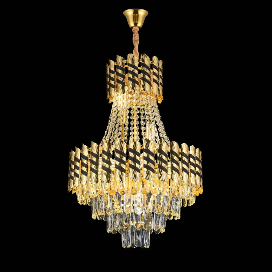 Żyrandol kryształowy 9XE14 Nardo Gold, szerokość 50 cm, wysokość 70 cm