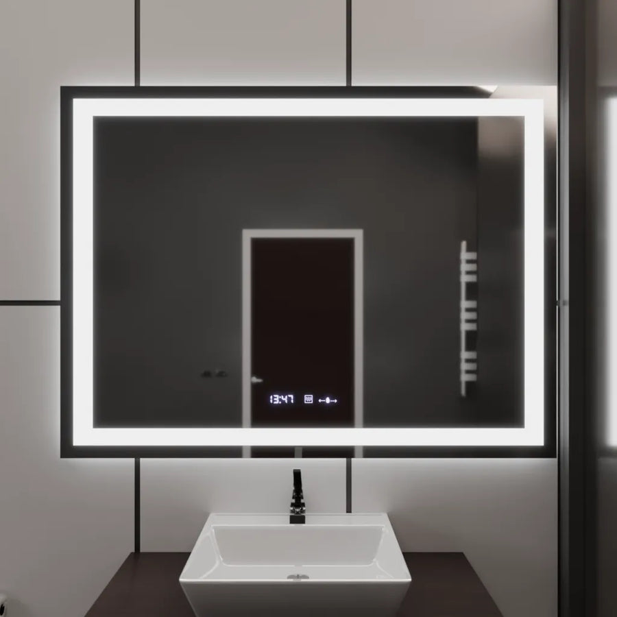 Lustro LED prostokątne 120x80cm Vérité MotionGlow Marcello, system przeciwmgielny, termometr i zegar, ściemnialne 
