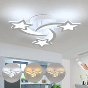 Żyrandol LED z pilotem IPOMOEA, 56W, 3 gwiazdki, zimne/ciepłe/neutralne światło, ściemnialny, biały 