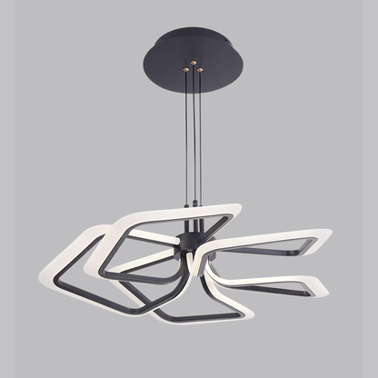 Żyrandol wiszący LED z pilotem RIMINI 85W, 5 kwadratów, światło zimne/ciepłe/neutralne, ściemnialny, czarny