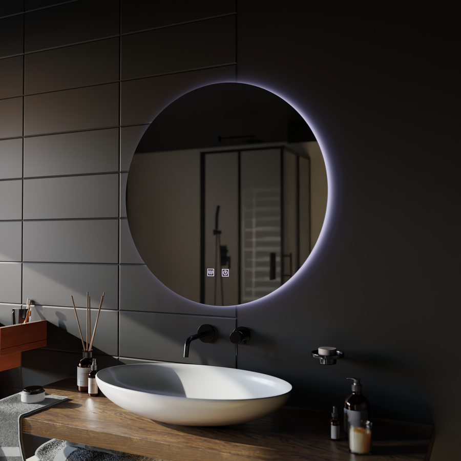 Okrągłe lustro LED, 70 cm, Isolda, dotykowe 