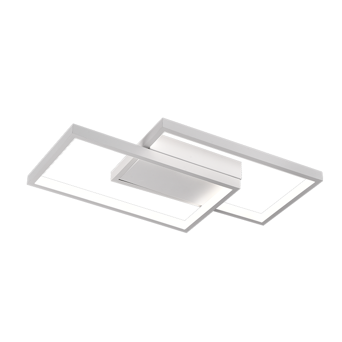 Żyrandol LED z pilotem LANDYN 62W, 2 kwadraty, światło zimne/ciepłe/neutralne, ściemnialny, biały