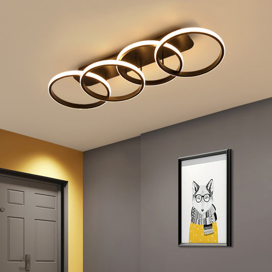 Żyrandol LED ELIO 24 W, 4 okręgi, liniowy, światło zimne/ciepłe/neutralne, czarny