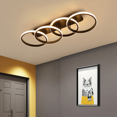 Żyrandol LED ELIO 24 W, 4 okręgi, liniowy, światło zimne/ciepłe/neutralne, czarny