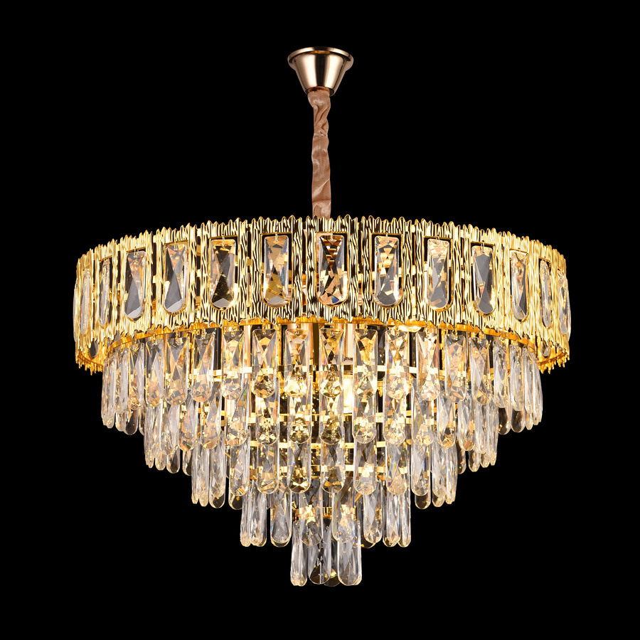 Kryształowy żyrandol BELVEDERE Magno 8xE14, średnica 60 cm, błyszczące złoto, regulowana wysokość