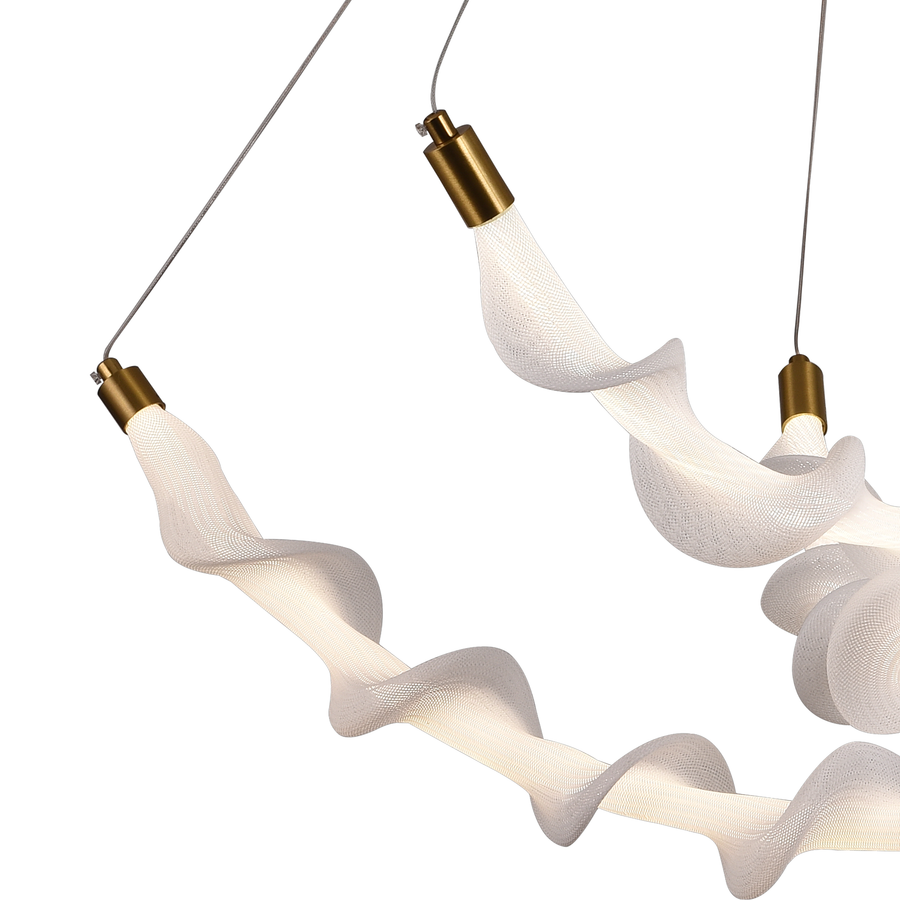 Podwieszany żyrandol akrylowy LED LT760/3GD, 28W, światło ciepłe/neutralne/zimne 3000/4000/6000K, biały, regulowana wysokość, metal i akryl