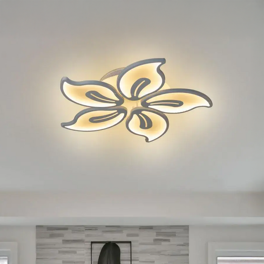 Żyrandol LED z pilotem JASMINE 73W, 5-płatkowy, światło zimne/ciepłe/neutralne, ściemnialny, biały 