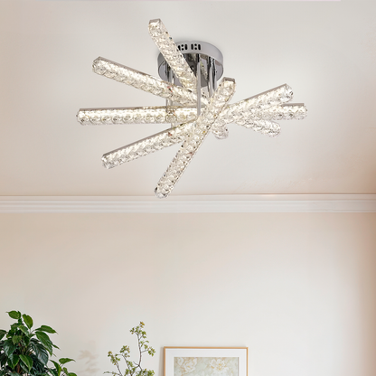 Żyrandol LED z pilotem LUELLA 64W, 5 elementów, liniowy, światło zimne/ciepłe/neutralne, ściemnialny, srebrny 