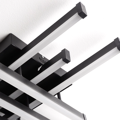 Żyrandol LED z pilotem LINEX, 90W, 8 elementów, światło zimne/ciepłe/neutralne, możliwość przyciemniania, czarny