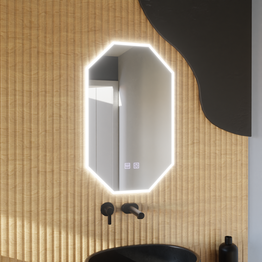 Lustro LED Polygon E43S/50X80, System oświetlenia i odmgławiania, 50X80cm