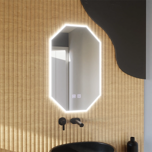 Lustro LED Polygon E43S/50X80, System oświetlenia i odmgławiania, 50X80cm
