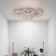 Żyrandol LED z pilotem i kryształem LIA RGB 182 W, 8 okręgów, zimne/ciepłe/neutralne światło, ściemnialny, błyszczący chrom biały