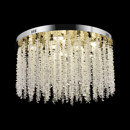 Kryształowy żyrandol LED LLC215/400WH okrągły, 22W, światło zimne/ciepłe/neutralne, kryształ, złoty
