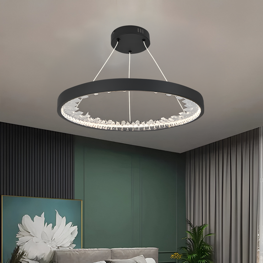 Żyrandol LED Casiana z pilotem, 38 W, złoty, ściemnialny