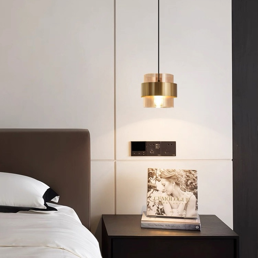 Żyrandol podwieszany LC866/1TN, 1XE27, regulowana wysokość, szkło i metal