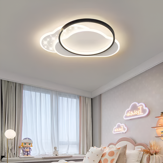LED żyrandol z zdalną powieścią 125W, chmurą, zimną/gorącą/neutralną światłem, niestabilnym, czarno -białym