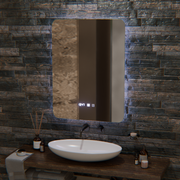 ARTAR Touch prostokątne lustro LED, 60X80cm, system odmgławiania, możliwość przyciemniania, zegar i temperatura, ciepłe, neutralne, zimne światło 3000K/4000K/6000K