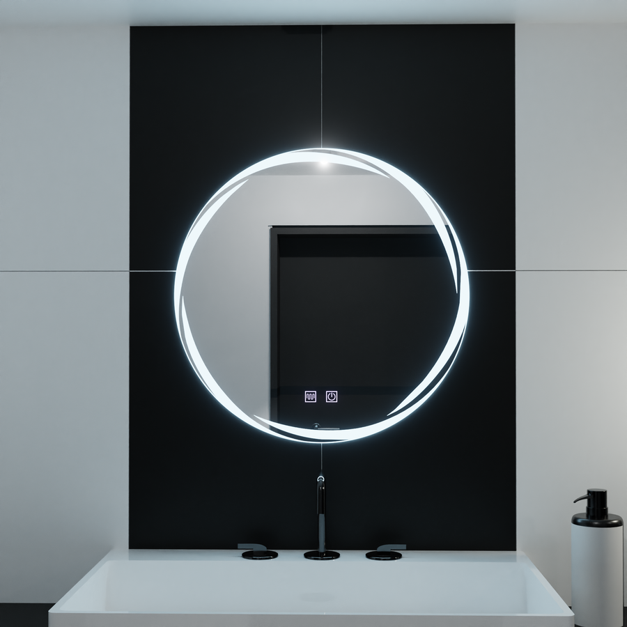Okrągłe lustro LED 60 cm - Spirallus Touch Dimmable Defog System 