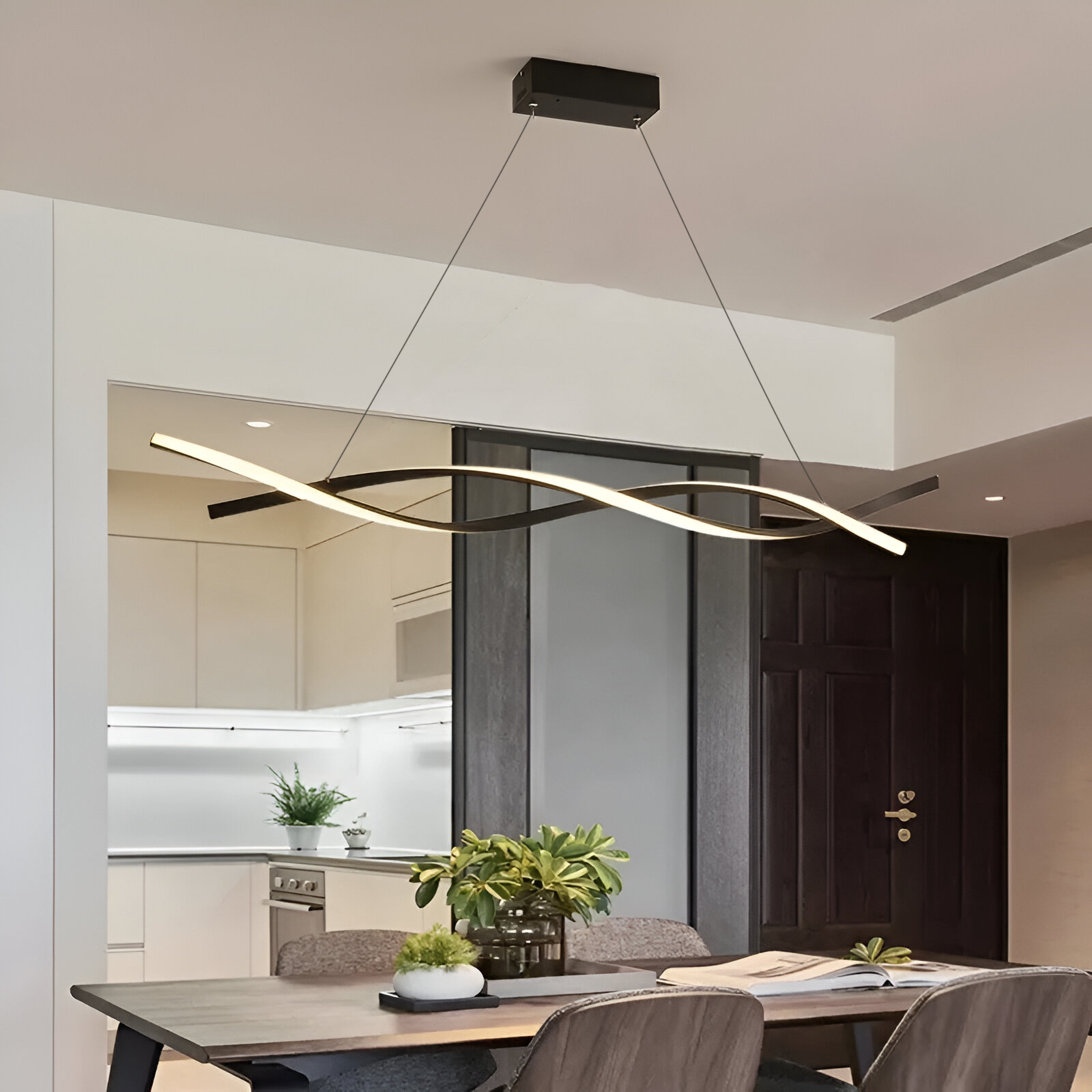 Żyrandol wiszący LED z pilotem FLUX, 80 W, regulowana wysokość, zimne/ciepłe/neutralne światło, ściemnialny, czarny