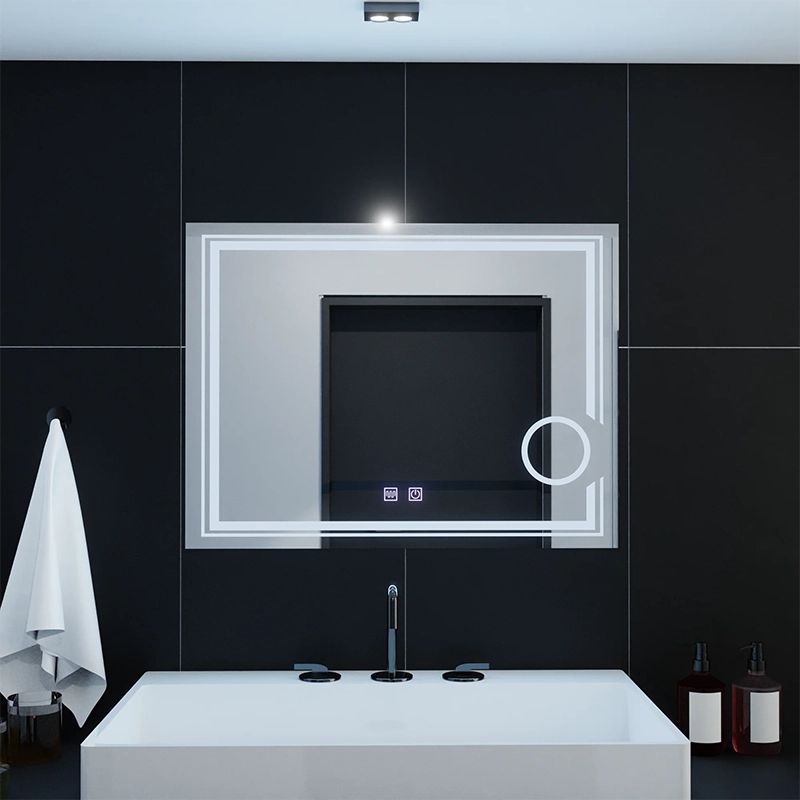 Lustro prostokątne LED, 80x60cm, zimne światło, CANTO Touch, system odmgławiania, możliwość ściemniania
