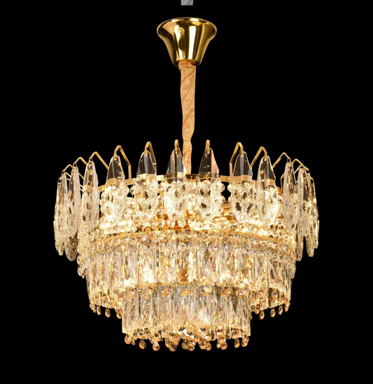 Żyrandol kryształowy WINDSOR Eleganza 8x E14, średnica 49 cm, błyszczące złoto, regulowana wysokość