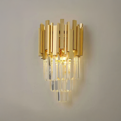 Lampa ścienna Maxim, 2*E14, złoto, metal i kryształ