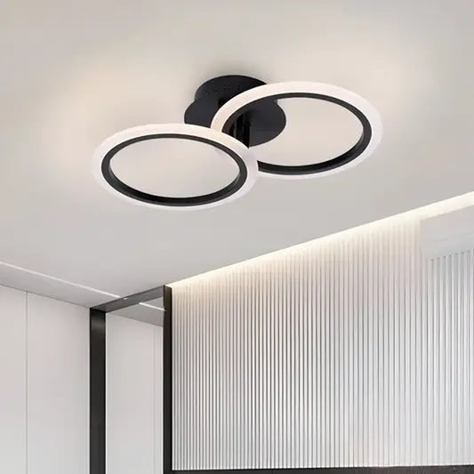 Żyrandol LED z pilotem BETTY, 28 W, 2 okręgi, zimne/ciepłe/neutralne światło, ściemnialny, czarny 