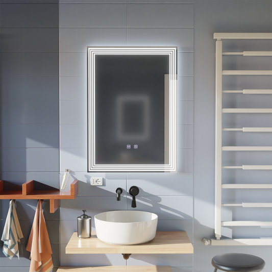 Prostokątne lustro LED, przeciwmgielne, 50x70cm, ADIS Basic Touch 
