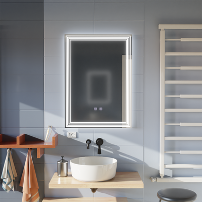 Prostokątne lustro LED, przeciwmgielne, 50x70cm, ADIS Basic Touch 